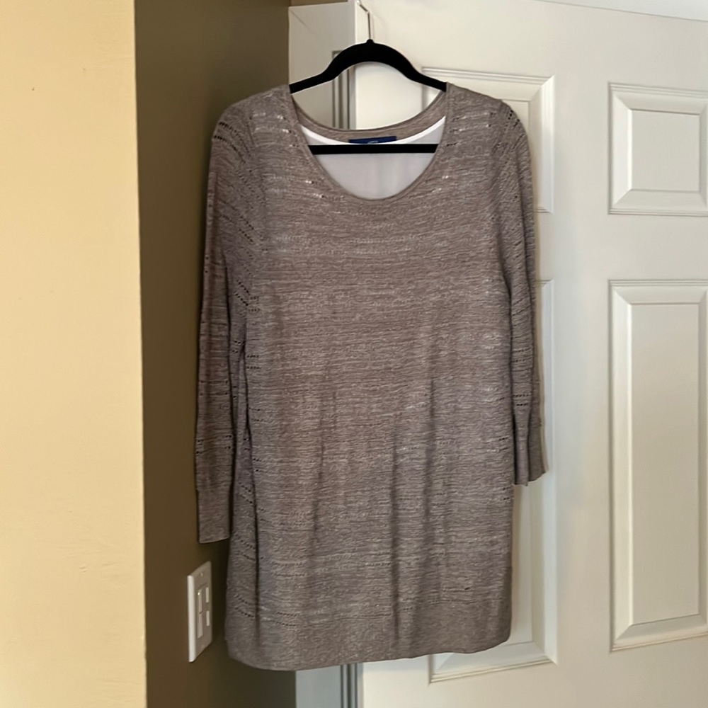 Beige sweater, elbow length sleeves with built in camisole, size XL